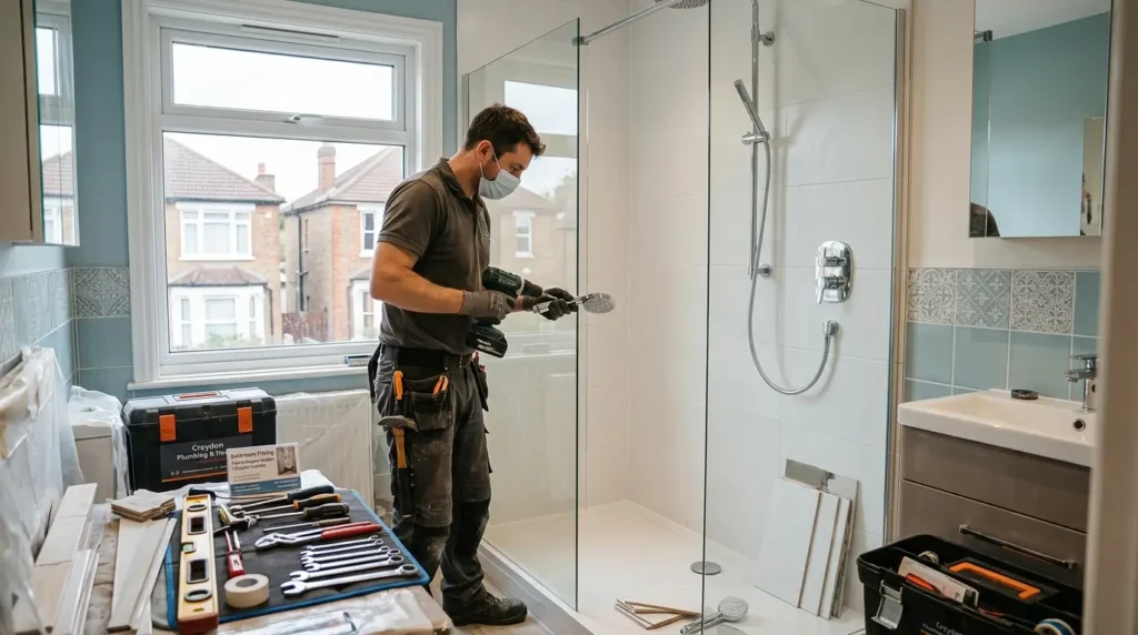 Bathroom fitting in Croydon London with modern shower and fixtures installation